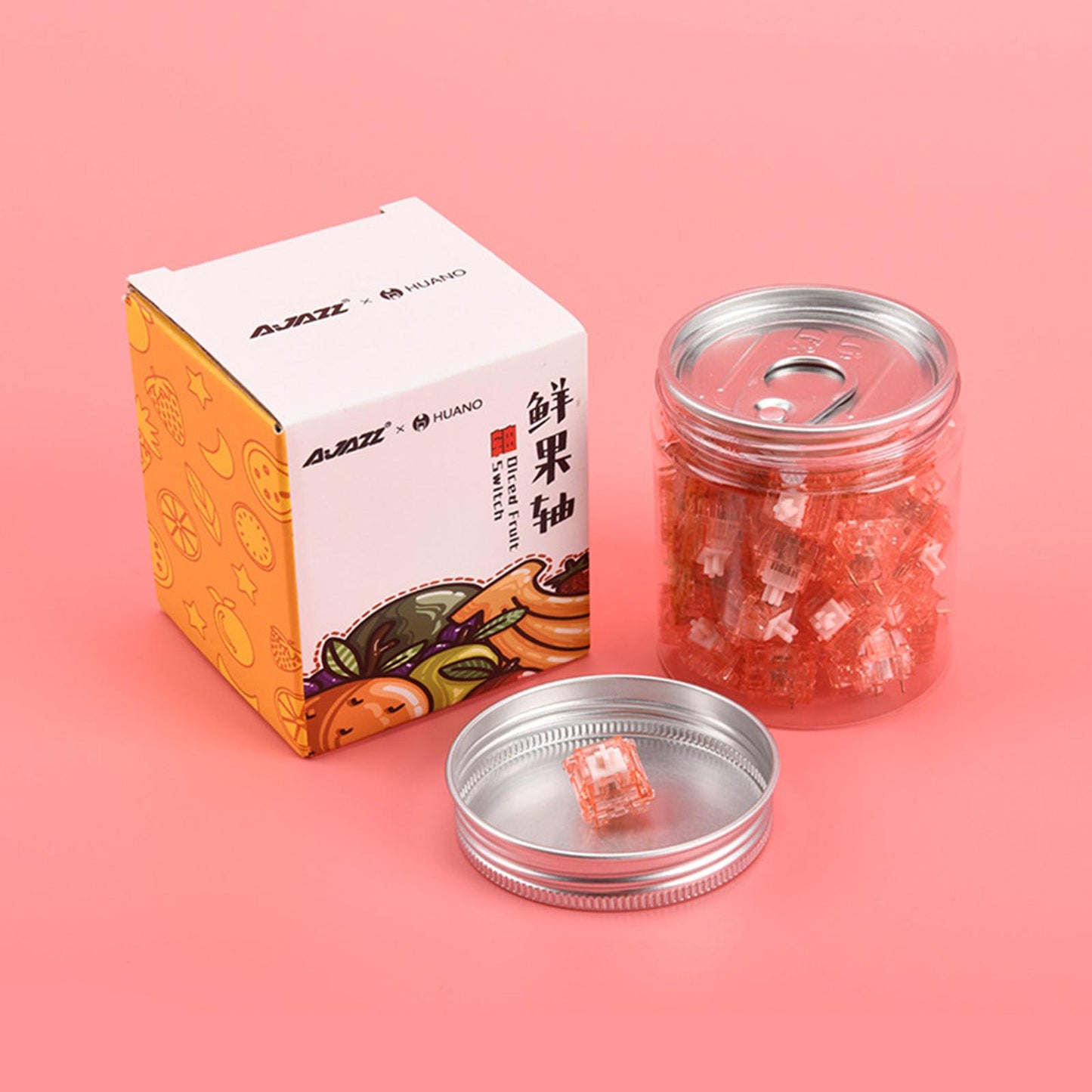 45x 3 Pin Diced Fruit Switch Set DIY Pre Lubed Switches  Peach Switch