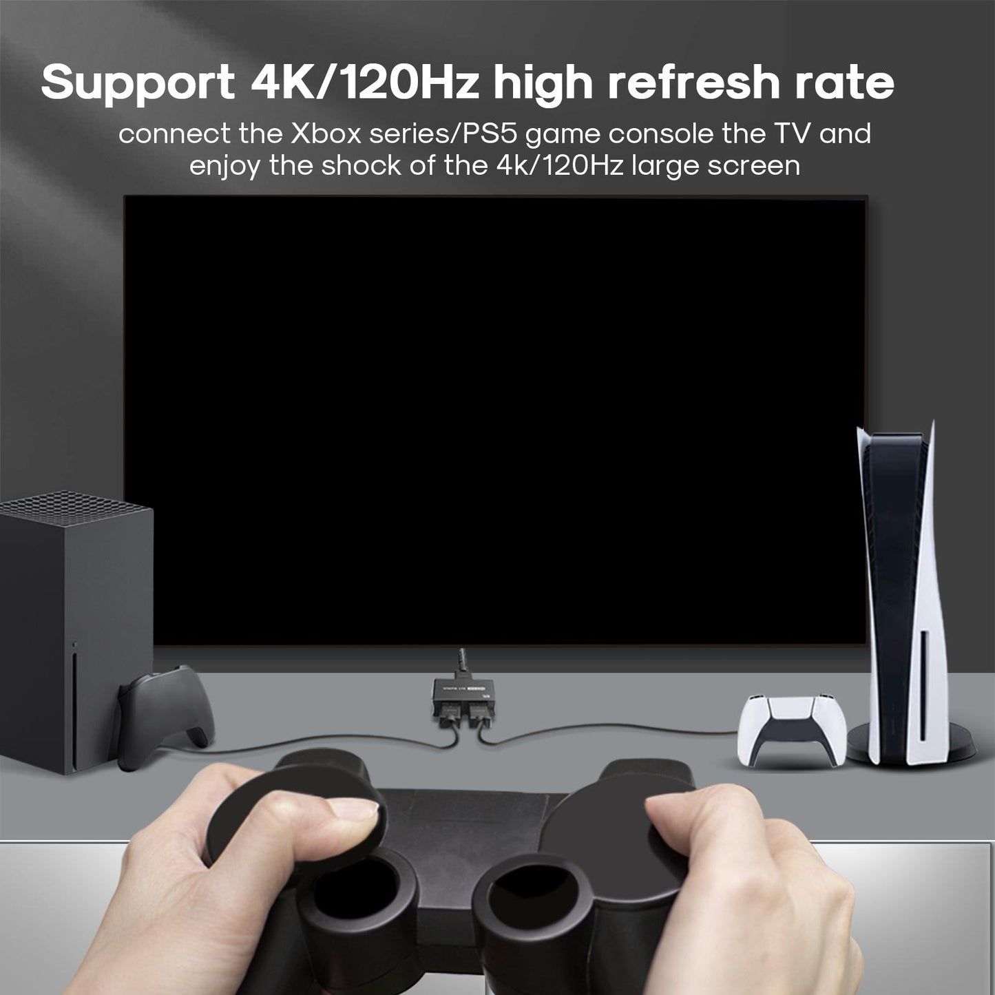 2x1 Switch 8K HDMI 2.1 Splitter 2 in 1 Out 4K 120Hz Aluminum for PS5 DVD