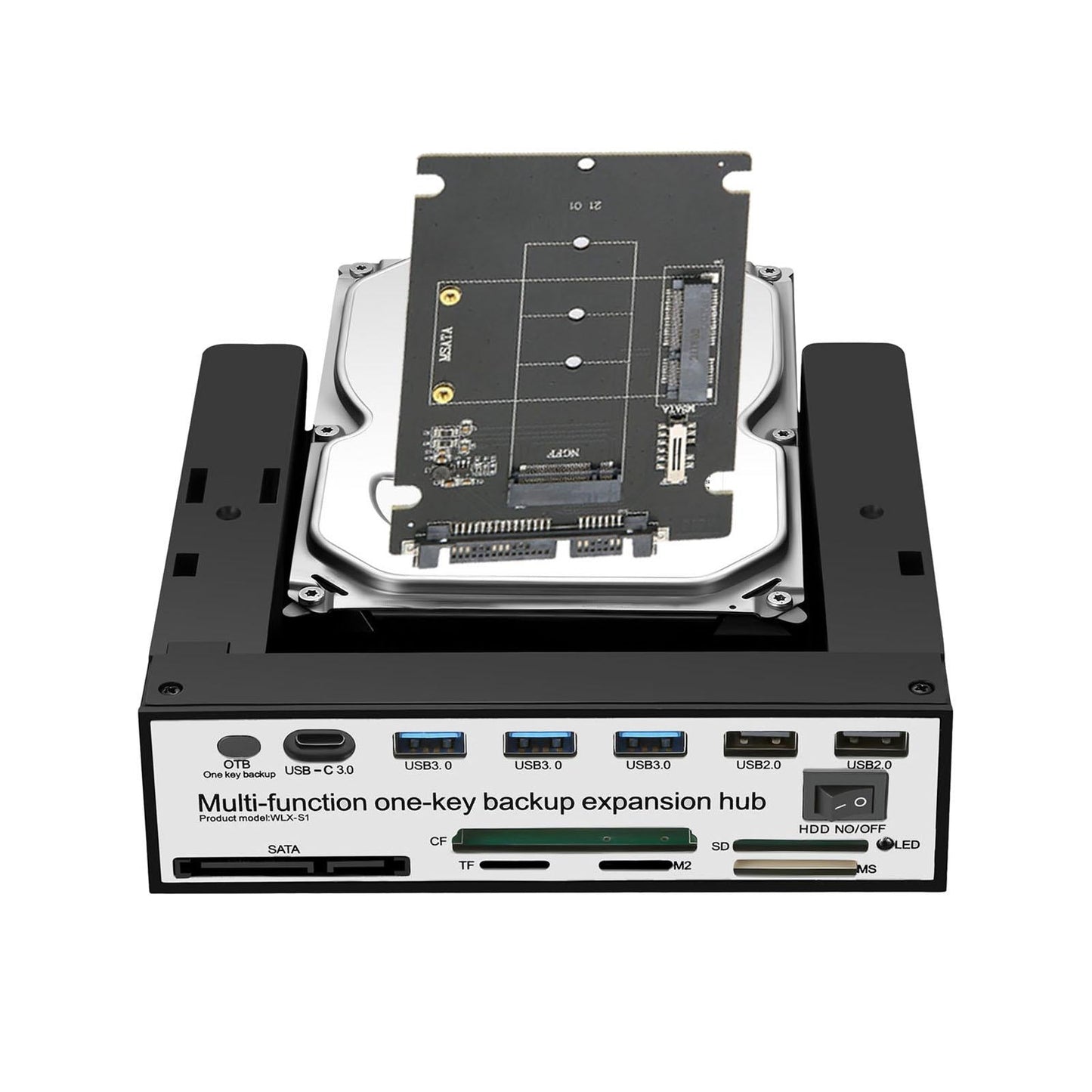 PC Front Panel USB Hub Audio 5Gbps Data Transfer SD/Mmc/CF/MS/TF/ M2