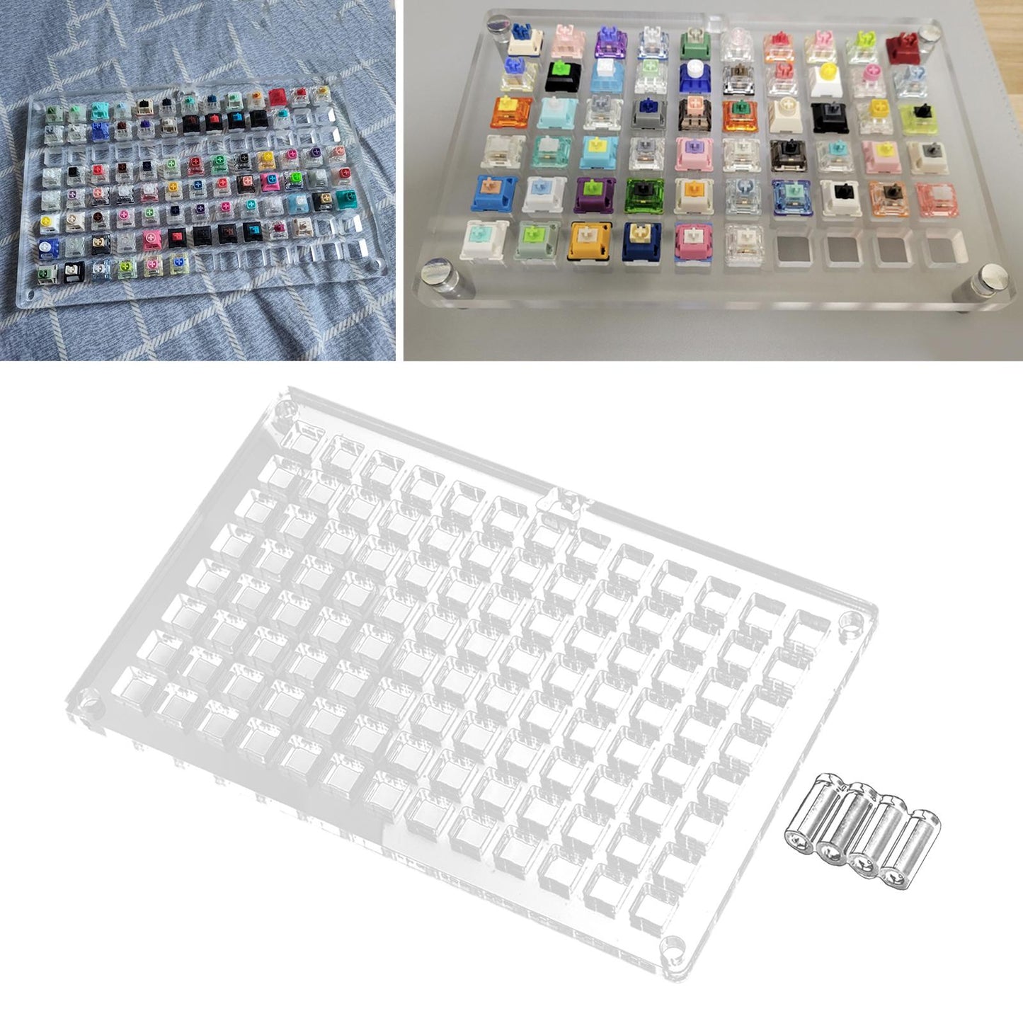 Acrylic Keyboard Switch Tester Durable Electronics Base for Box 104 Holes