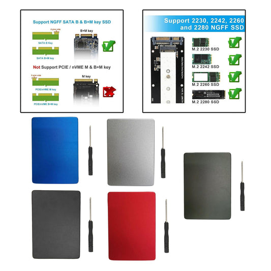 M.2 SSD to 2.5 inch SATA 3.0 Case Adapter External SSD Reader Red