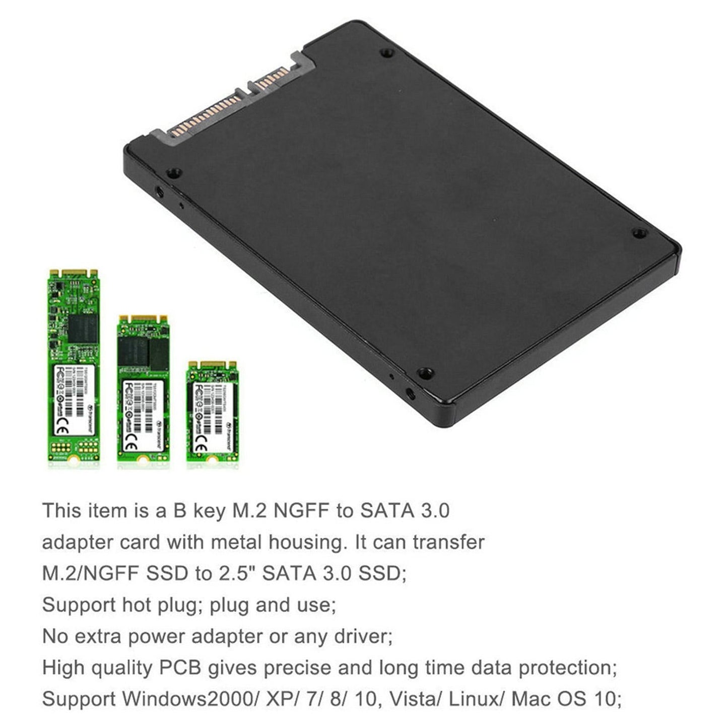 M.2 SSD to 2.5 inch SATA 3.0 Case Adapter External SSD Reader Gray