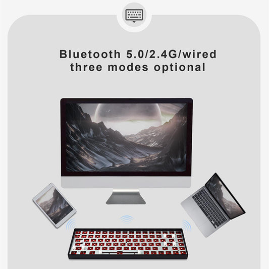DIY Mechanical Keyboard Kit Wireless 2.4G Bluetooth 5.0 Type C for Office Black WL84