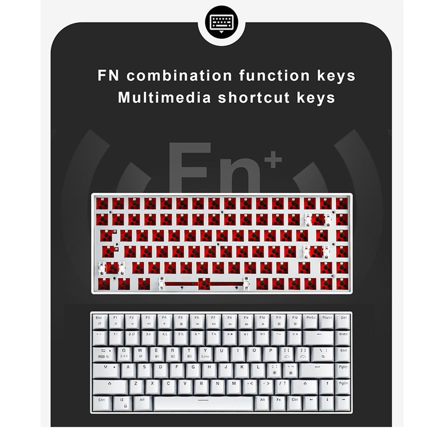 DIY Mechanical Keyboard Kit Wireless 2.4G Bluetooth 5.0 Type C for Office Black WL84