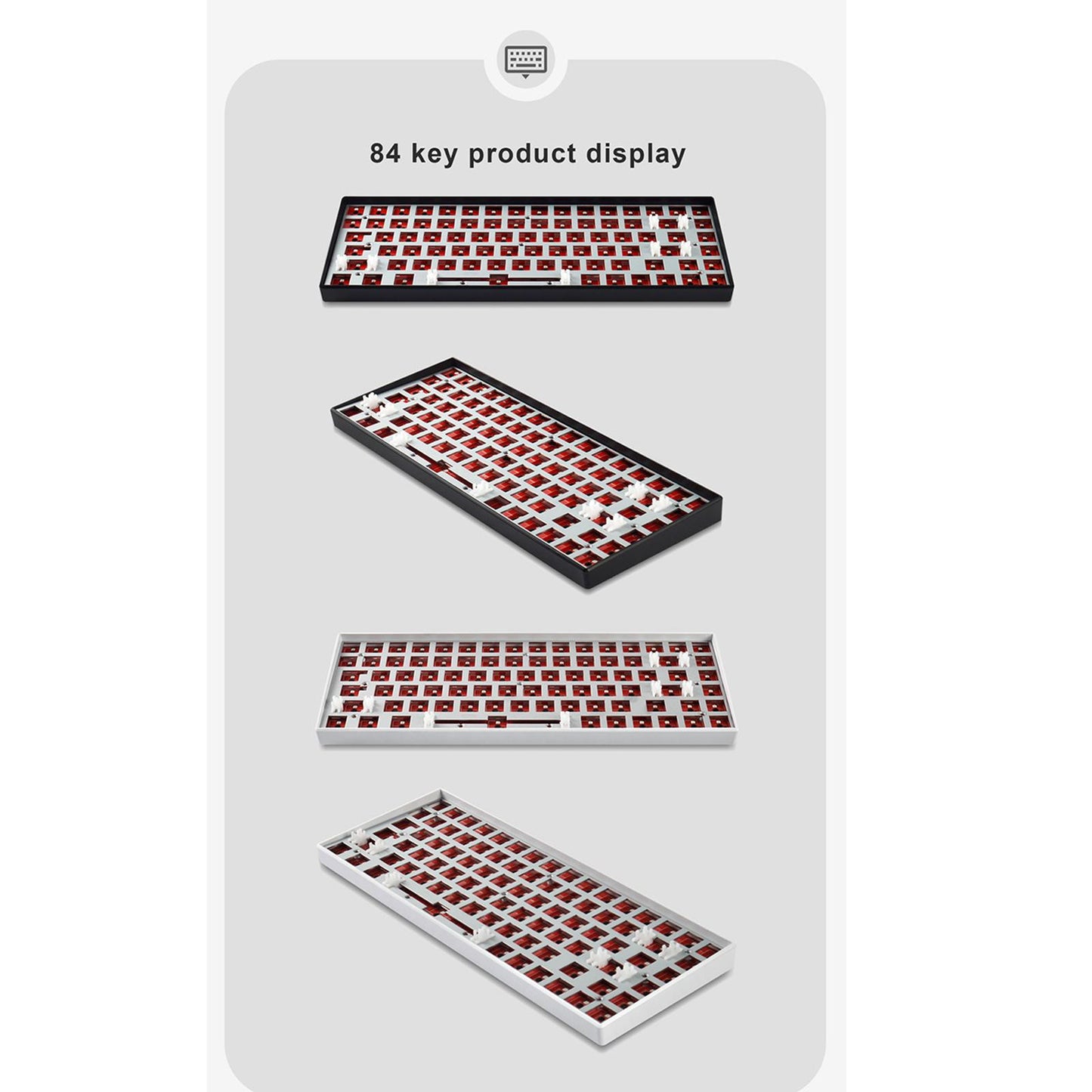 DIY Mechanical Keyboard Kit Wireless 2.4G Bluetooth 5.0 Type C for Office Black WL84