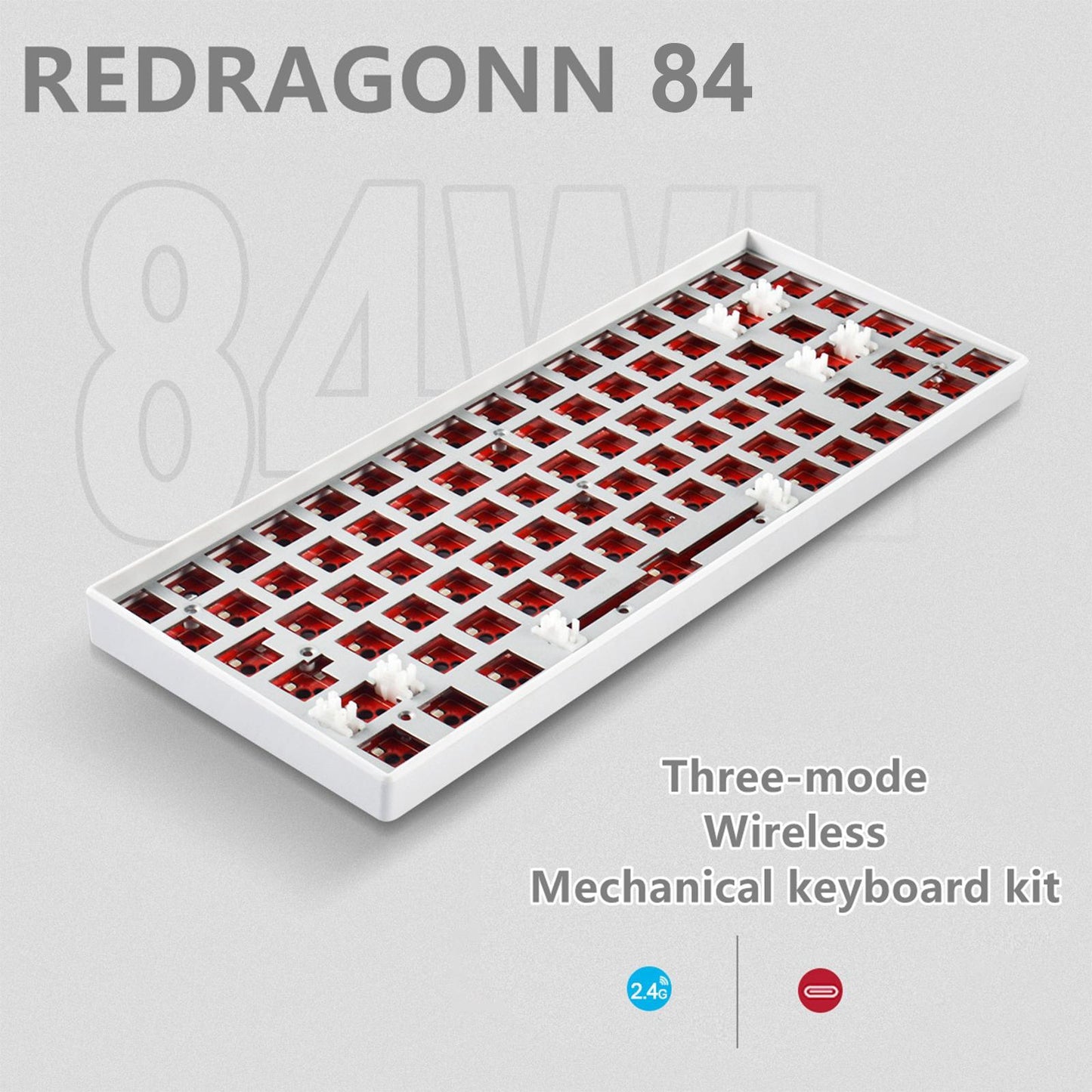 DIY Mechanical Keyboard Kit Wireless 2.4G Bluetooth 5.0 Type C for Office Black WL84