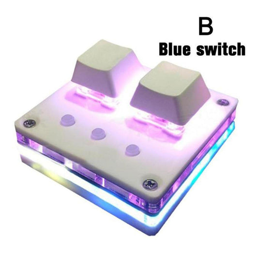 Mini 2-Key Keyboard RGB Programmable Mechanical Gaming PC Keypad Blue Switch