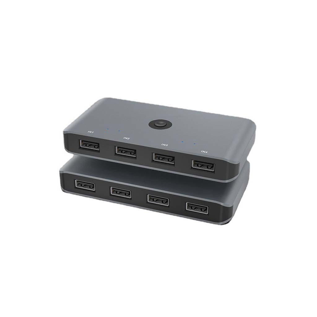 USB 2.0 Switch KVM Docking Station Converter Monitor Adapter 4 in 4 Output
