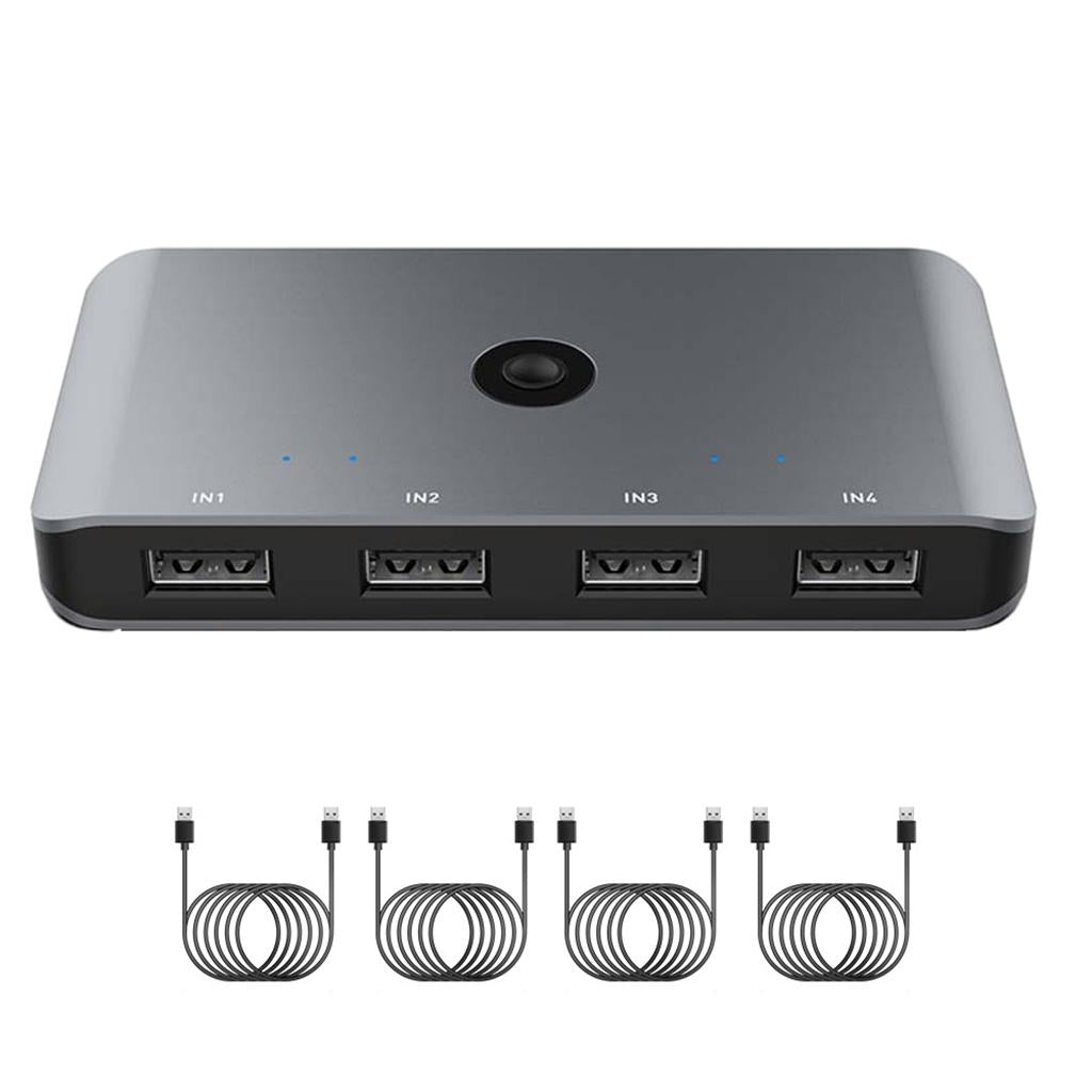 USB 2.0 Switch KVM Docking Station Converter Monitor Adapter 4 in 4 Output