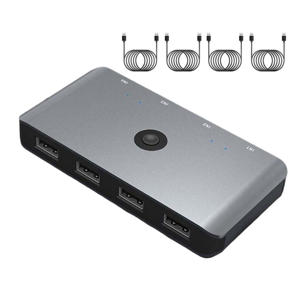 USB 2.0 Switch KVM Docking Station Converter Monitor Adapter 4 in 4 Output