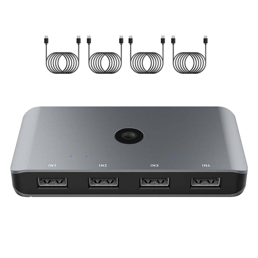 USB 2.0 Switch KVM Docking Station Converter Monitor Adapter 4 in 4 Output