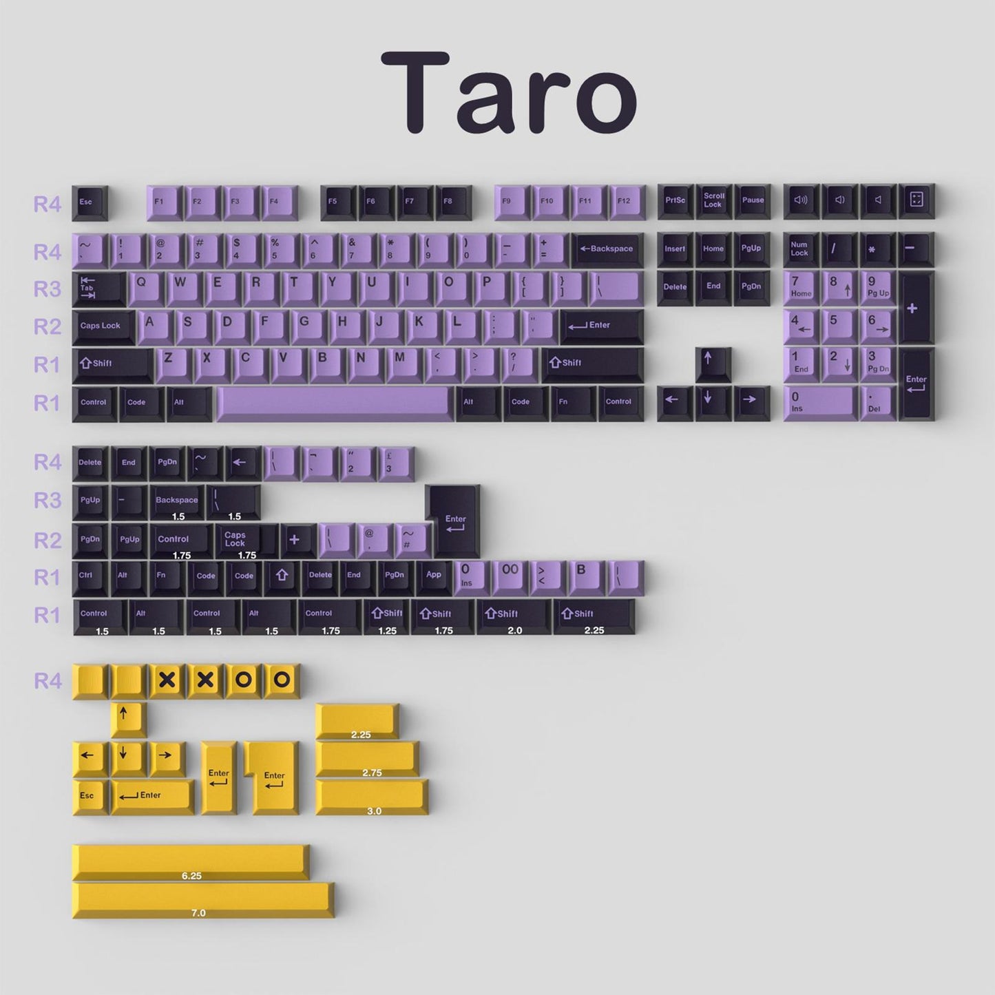 173-Key Keycaps Kit Double Shot for Cherry MX Clone Switch Taro