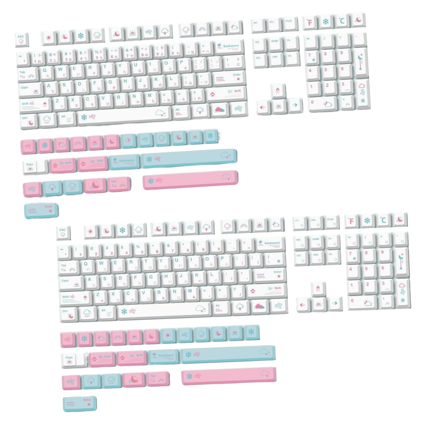 132 Keycaps Xda Profile PBT for Mechanical Keyboards Replaces  English Font