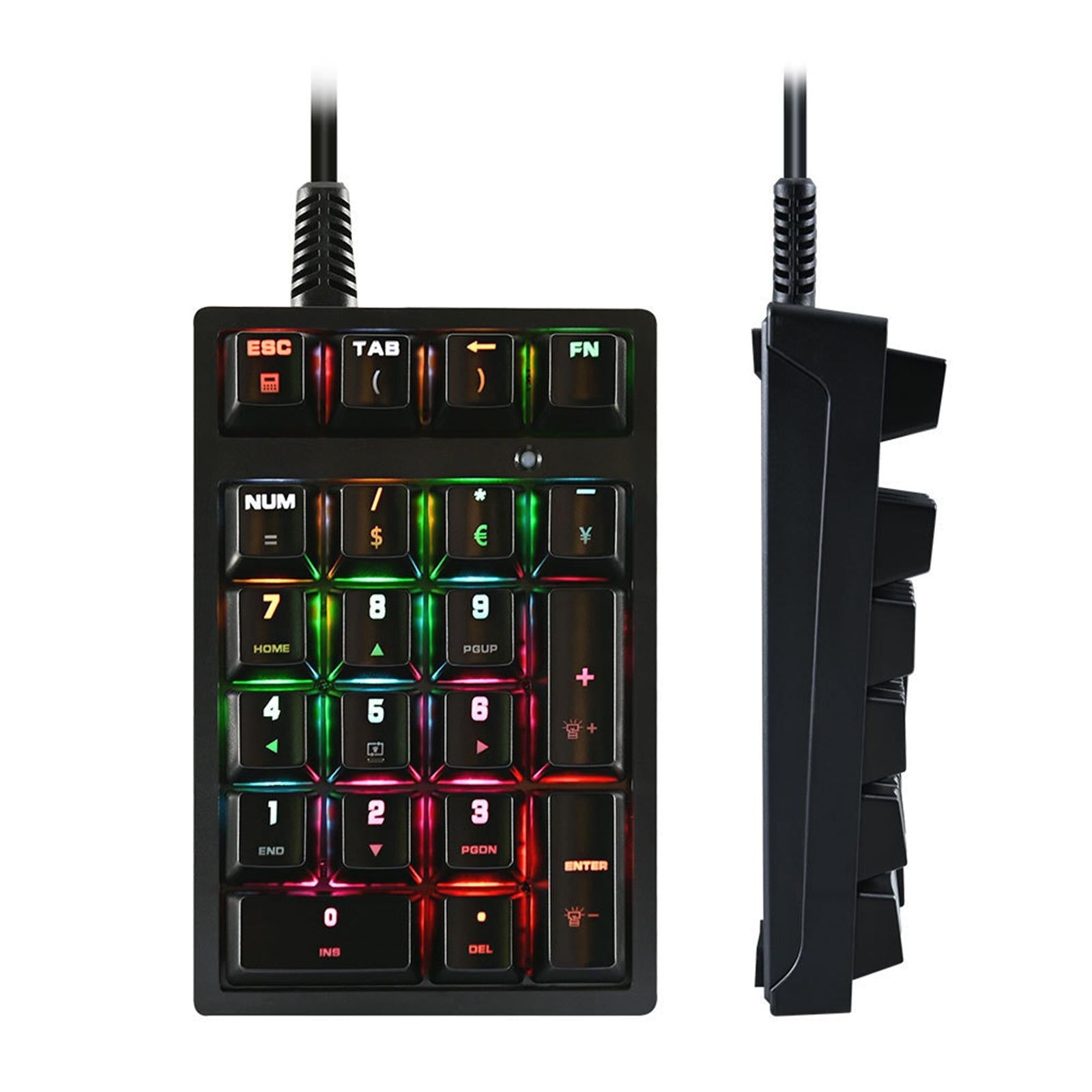 K21 Wired Mini Mechanical Numeric Keypad 21 Key RGB Tablet Accounting ...