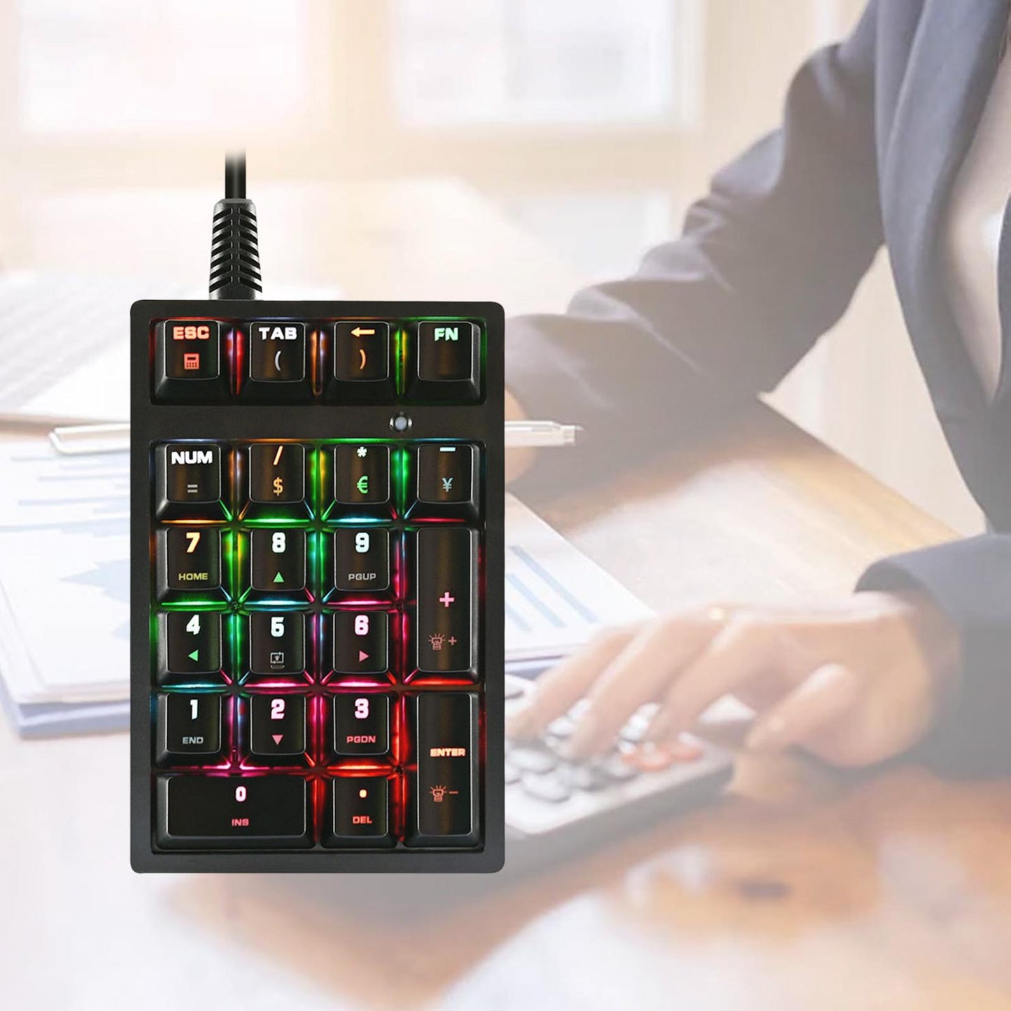 K21 Wired Mini Mechanical Numeric Keypad 21 Key RGB Tablet Accounting Laptop