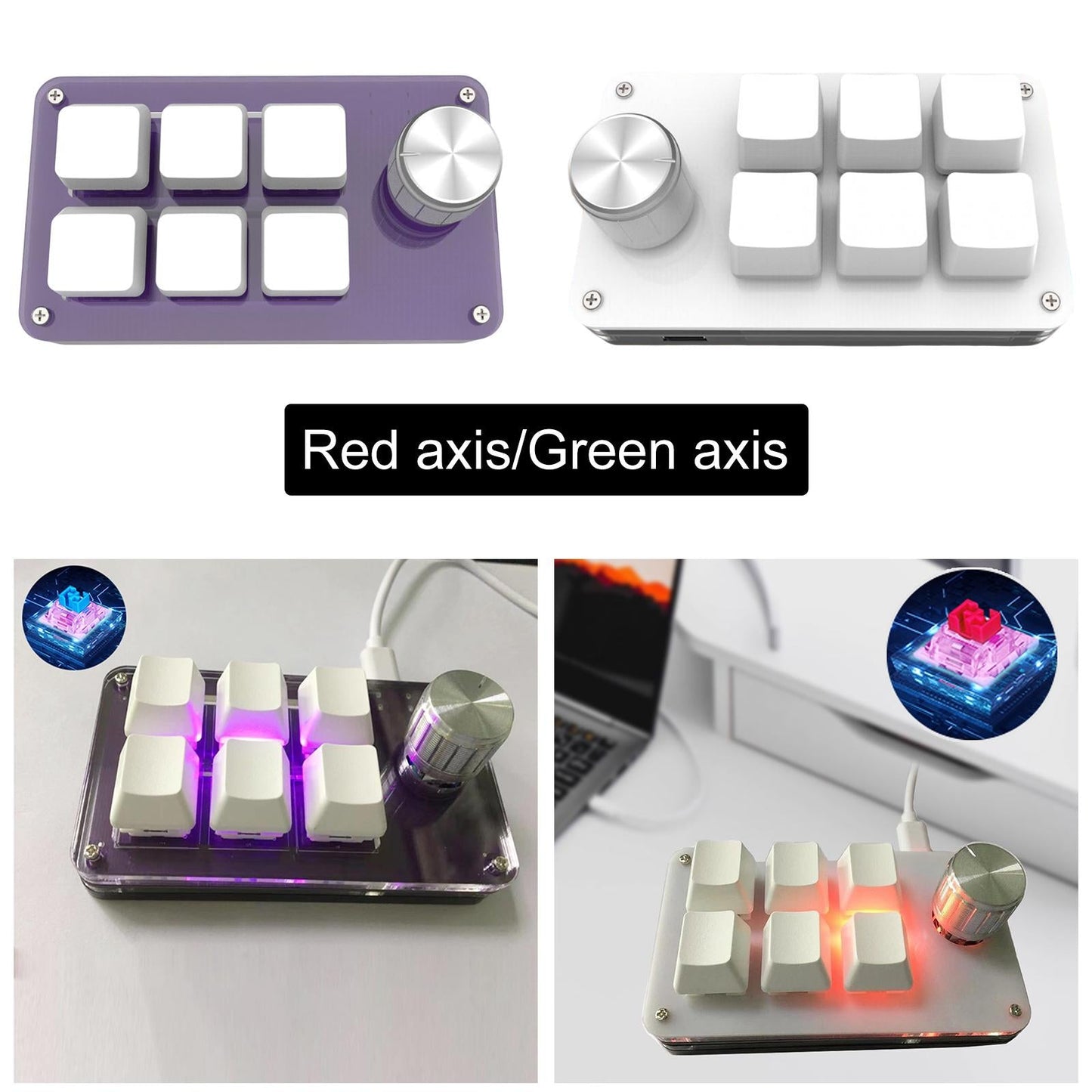 Mini Wired Mechanical Keyboard 6-Key for E-Sports  PC Purple red glaze