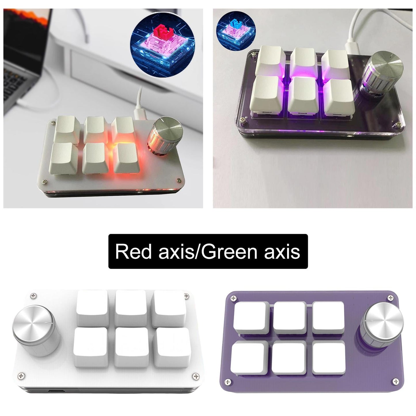 Mini Wired Mechanical Keyboard 6-Key for E-Sports  PC Purple red glaze