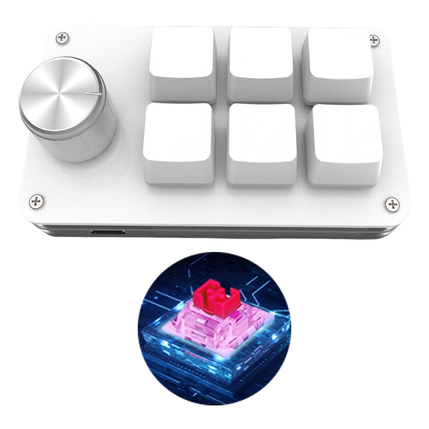 Mini Wired Mechanical Keyboard 6-Key for E-Sports  PC White red glaze