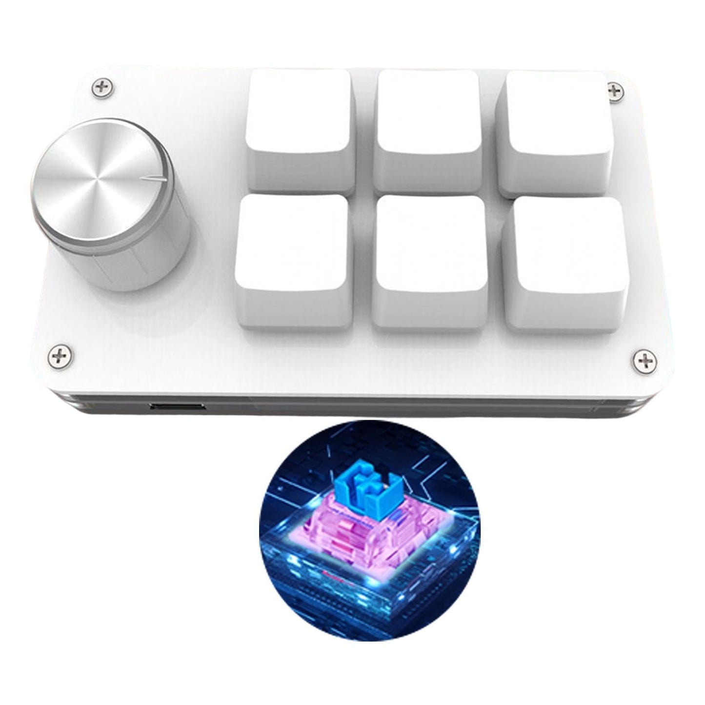 Mini Wired Mechanical Keyboard 6-Key for E-Sports  PC White celadon glaze