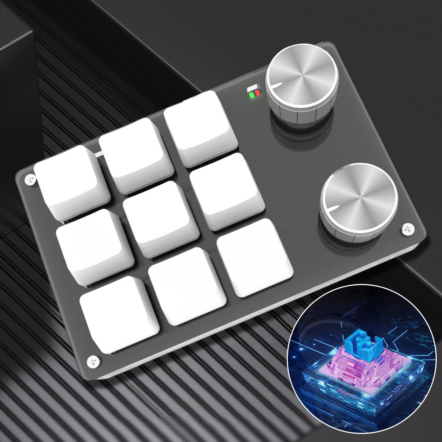 Mini 9-Key Gaming Keyboard Programmable Keys Keypad for Working Gaming White Blue Switch