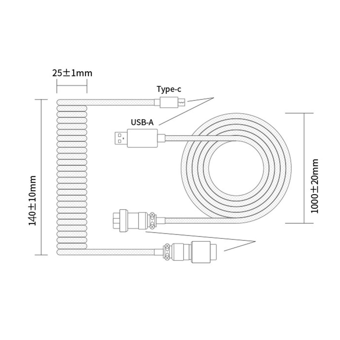 USB Type C Cable Universal Charging for Mechanical Keyboard Blue