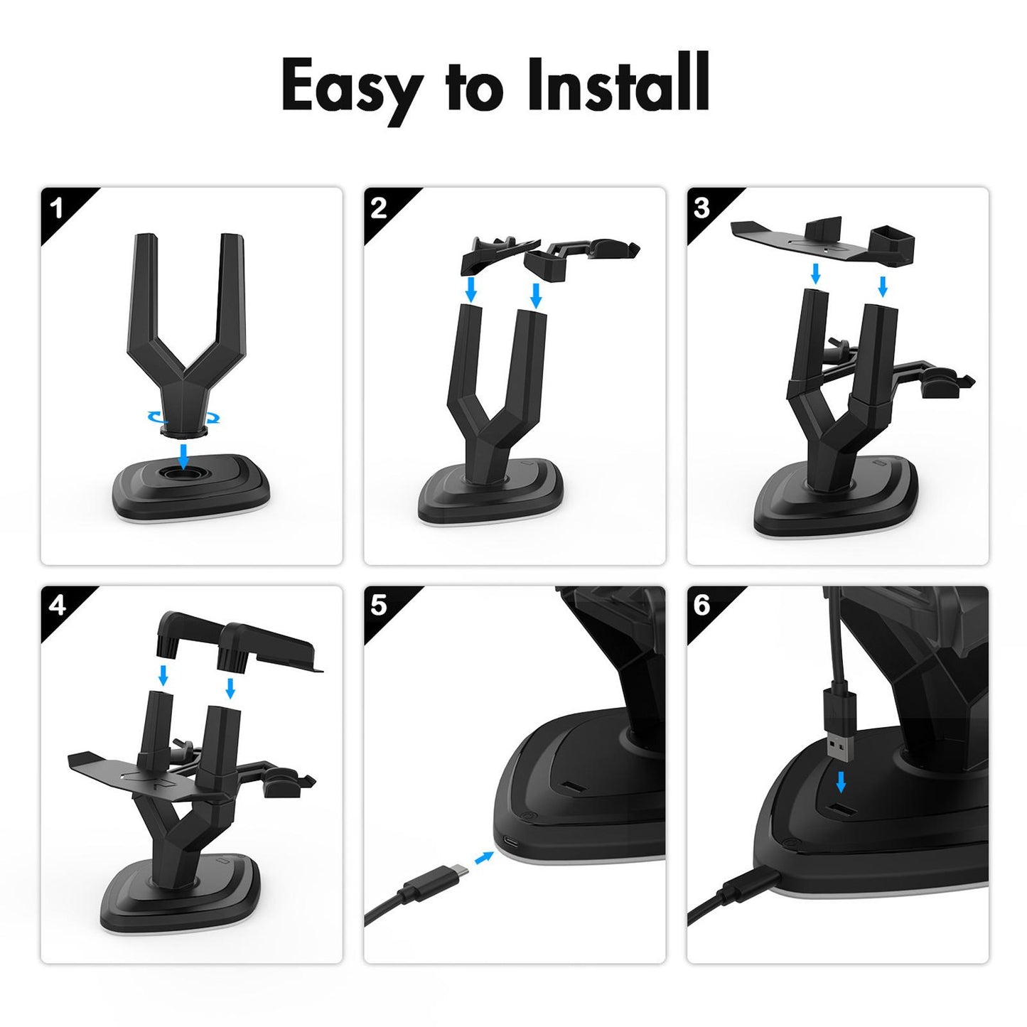 Headset Charging Dock with Atmosphere Light for Quest 2 Touch Controllers