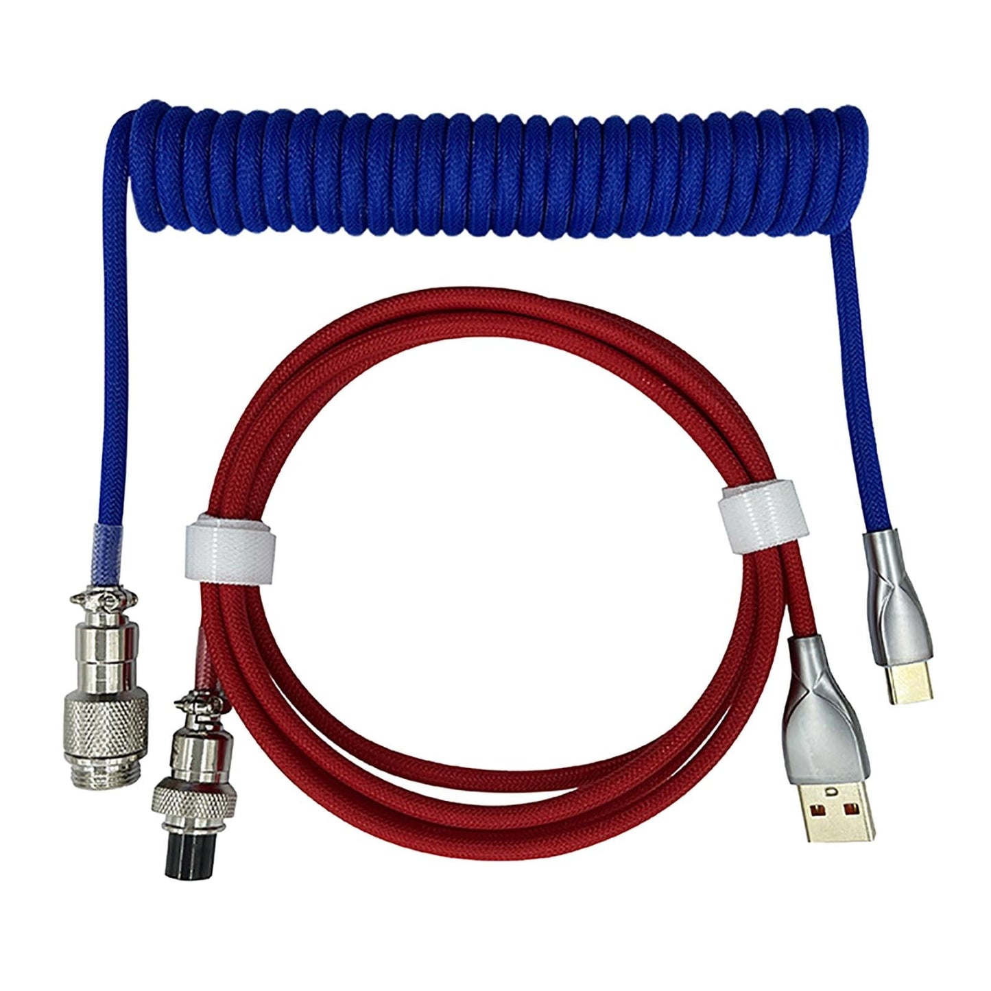 USB to Type C Coiled Cable Type C Line Mechanical Keyboard Dark Blue Red