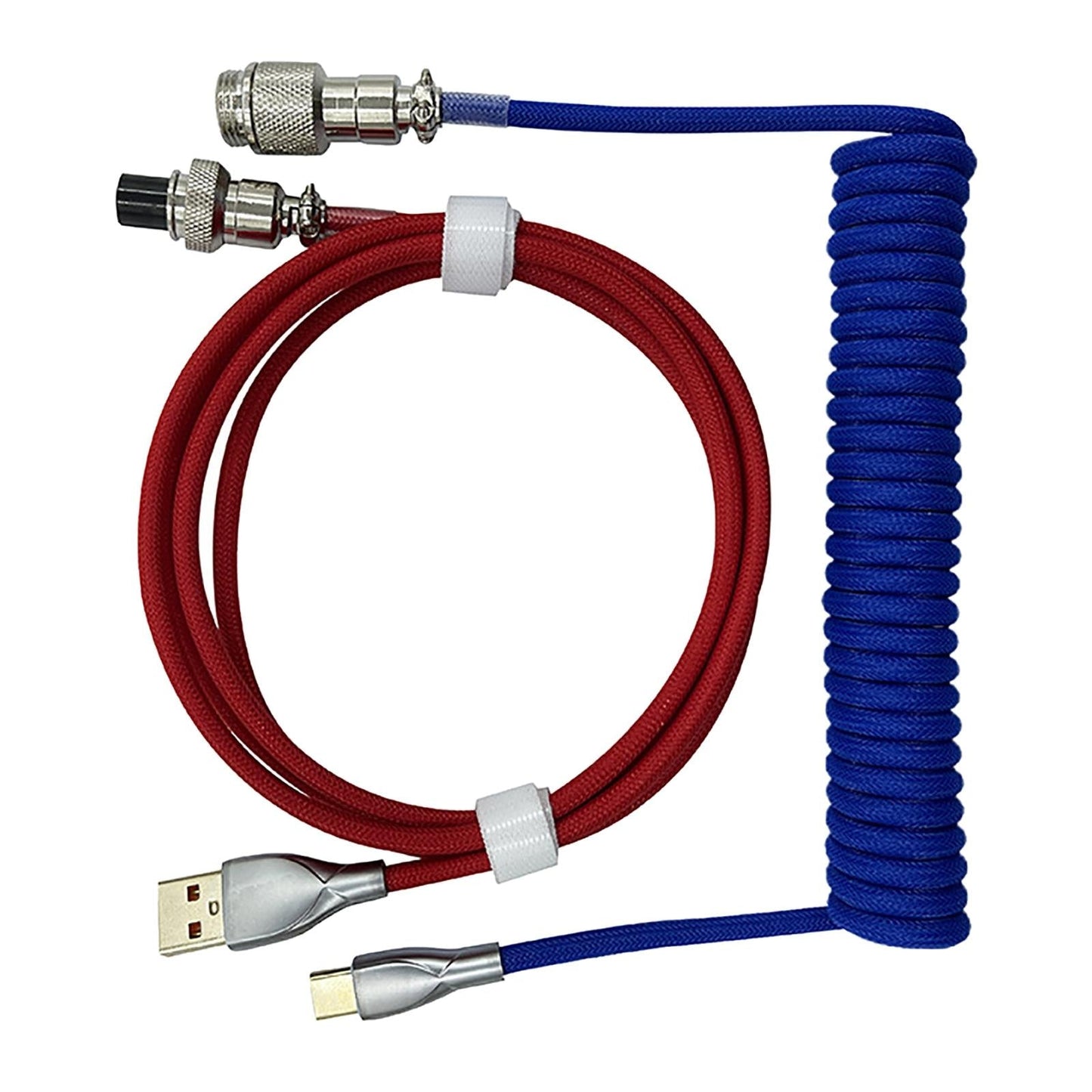 USB to Type C Coiled Cable Type C Line Mechanical Keyboard Dark Blue Red