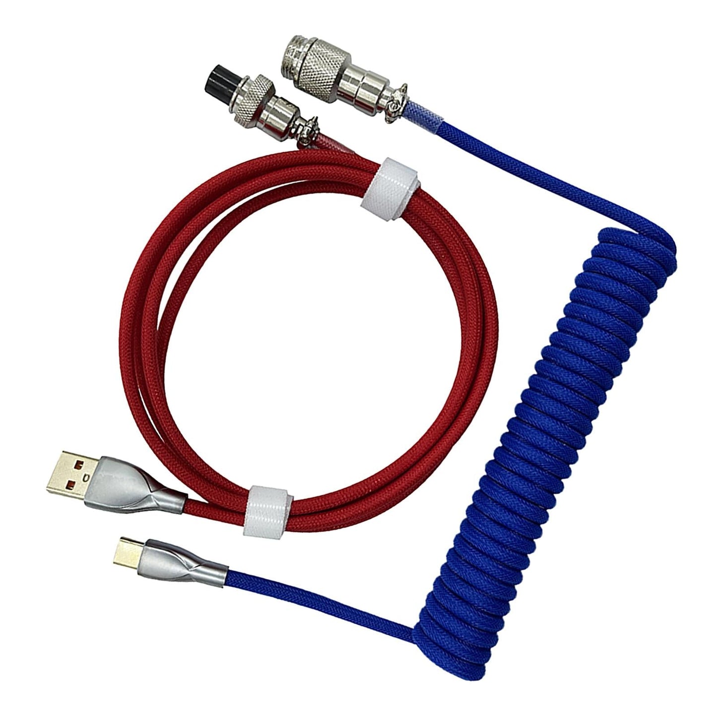 USB to Type C Coiled Cable Type C Line Mechanical Keyboard Dark Blue Red