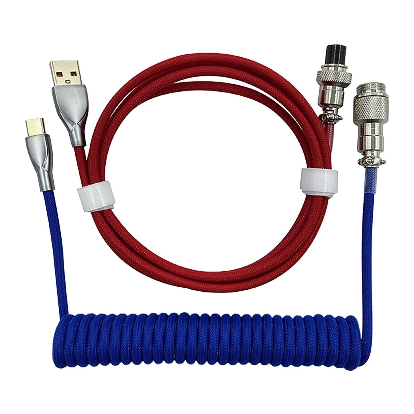 USB to Type C Coiled Cable Type C Line Mechanical Keyboard Dark Blue Red