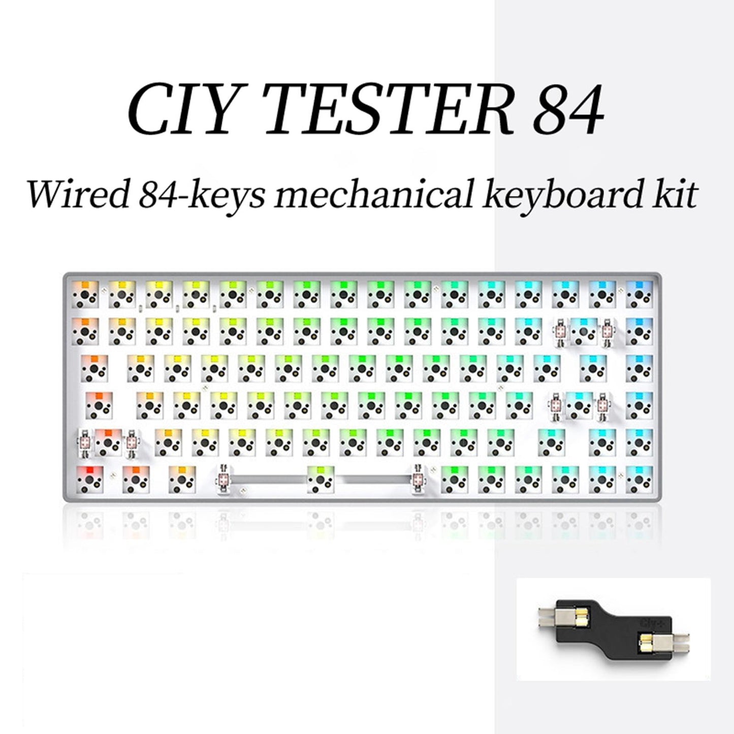 84 Keys Modular Mechanical Keyboard Hot Swap 3Pin 5Pin Music Rhythm Mode Silver White