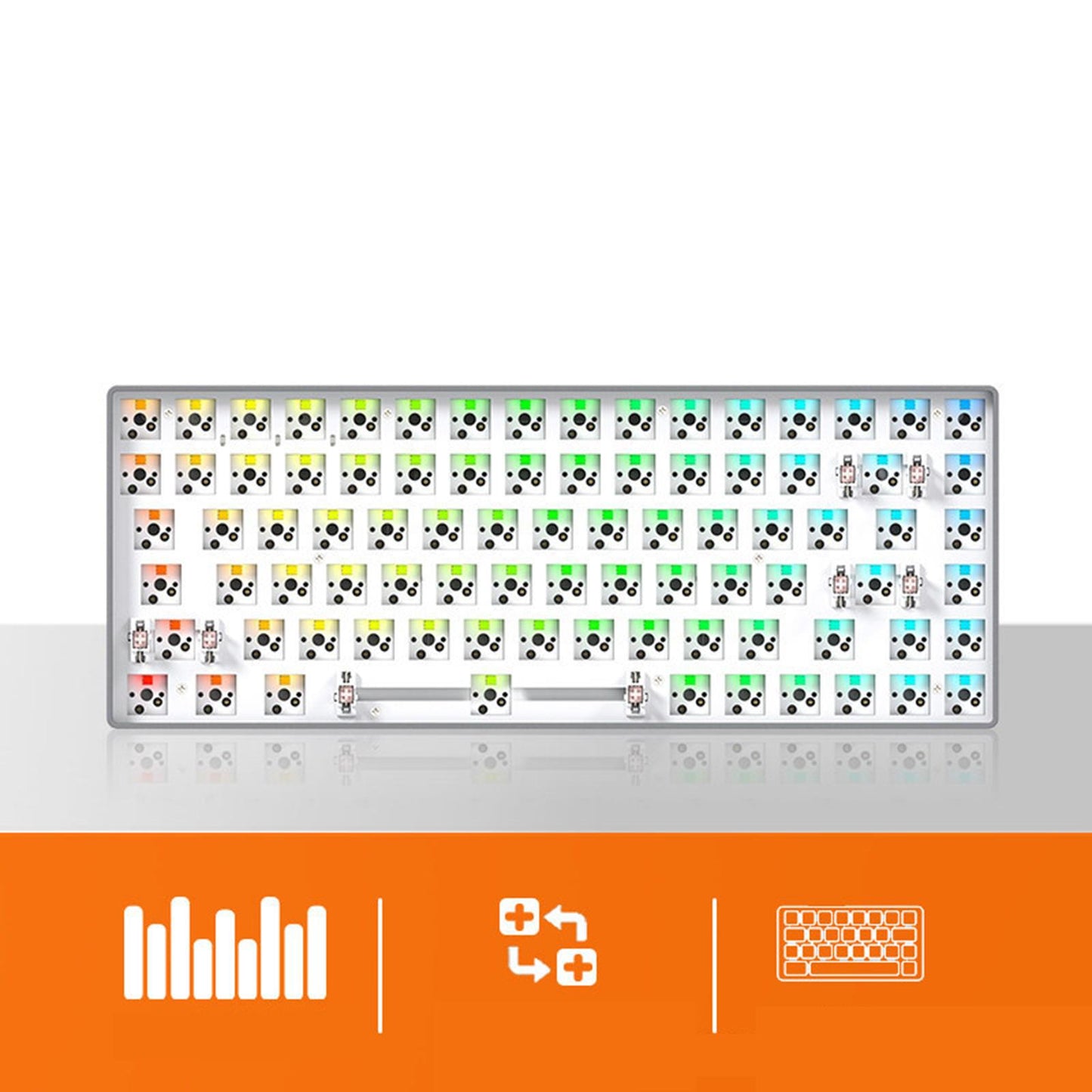 84 Keys Modular Mechanical Keyboard Hot Swap 3Pin 5Pin Music Rhythm Mode Silver White
