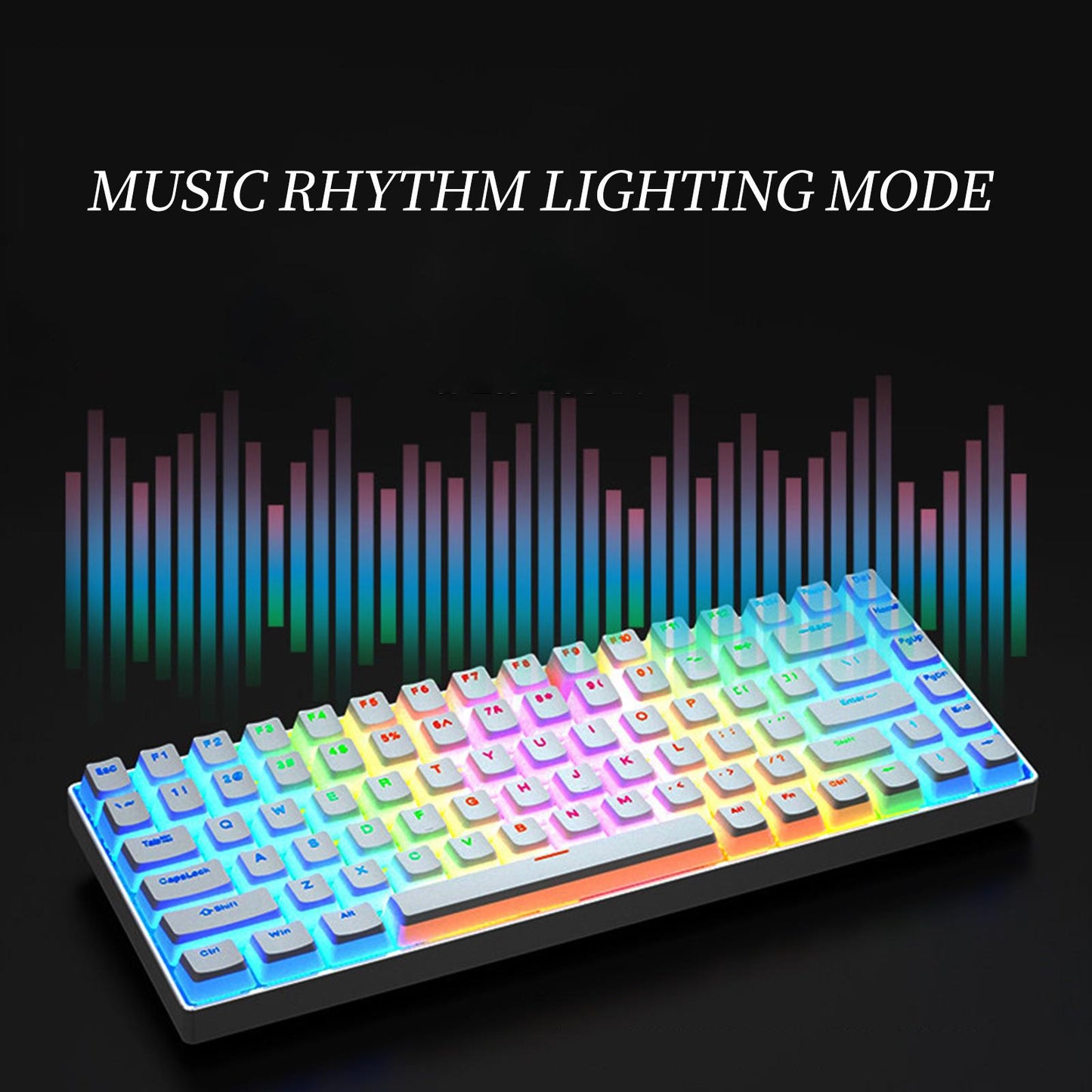 84 Keys Modular Mechanical Keyboard Hot Swap 3Pin 5Pin Music Rhythm Mode Silver White