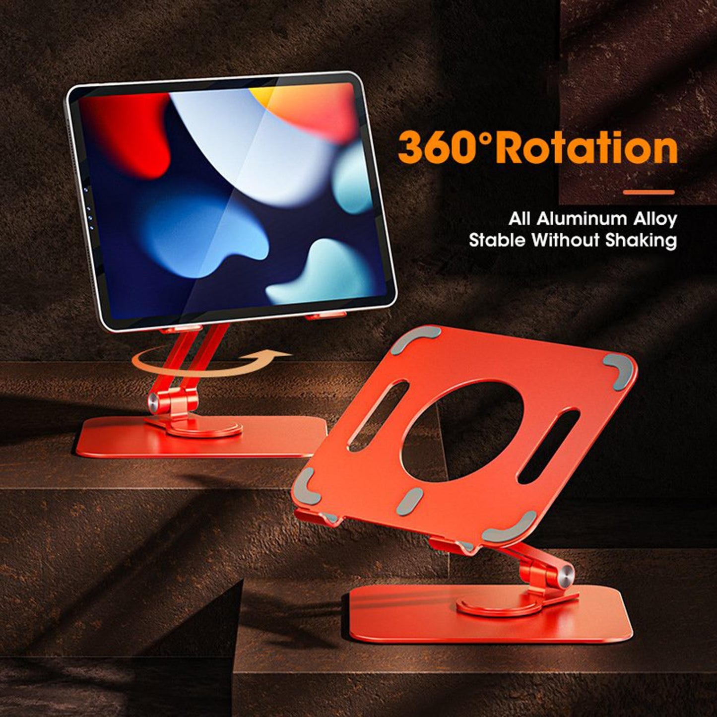 Tablet Stand 360 Rotating Holder Mount Desk for iPad Online Class Orange