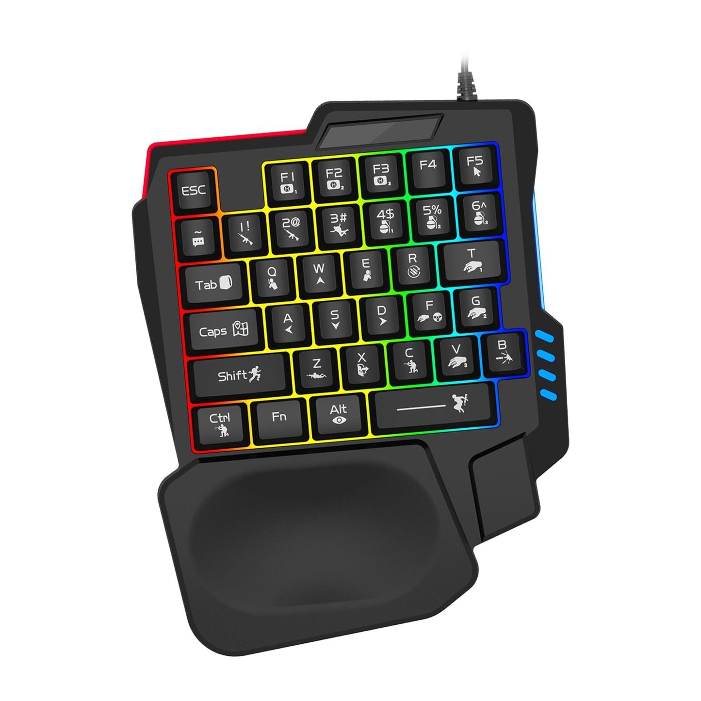 Gaming Keypad Single Handed RGB 35 Keys Small with Wrist Rest for Tablet