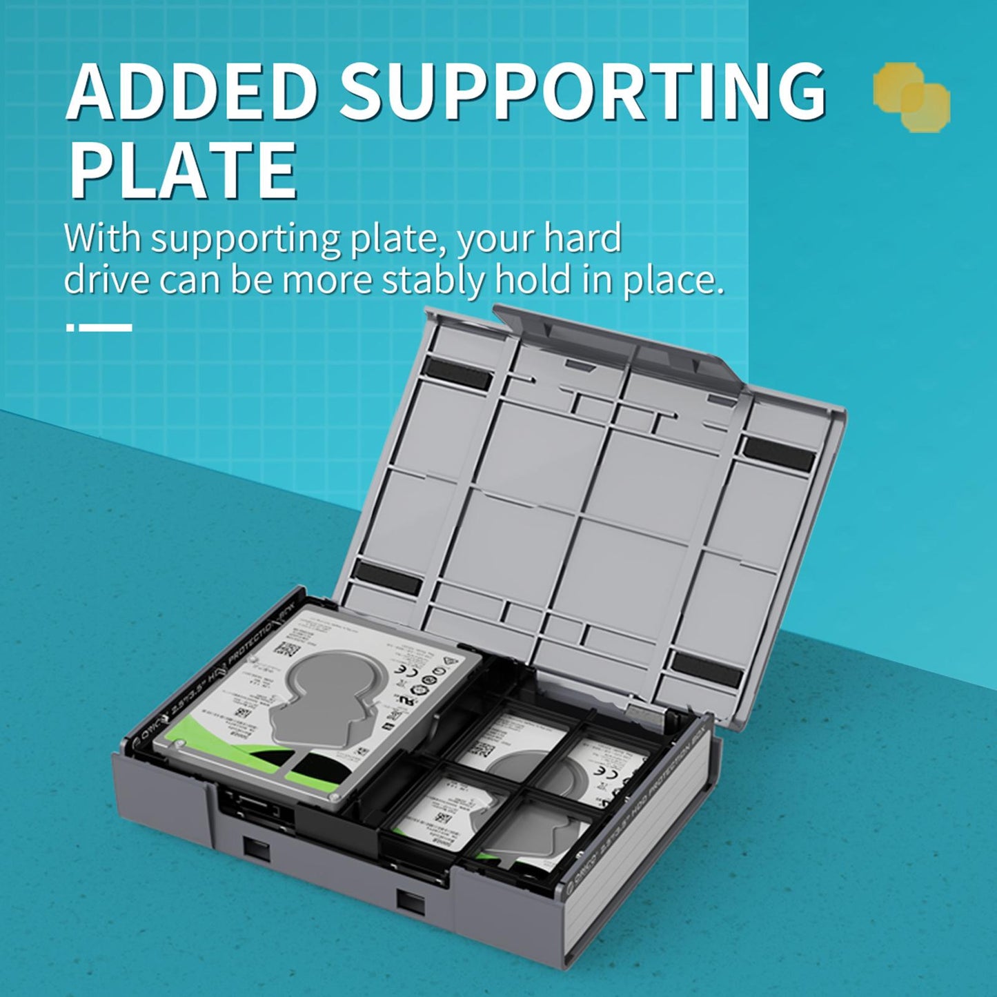Hard Drive Case with Label Multi-Protection Universal for 3.5 inch/M.2 Blue