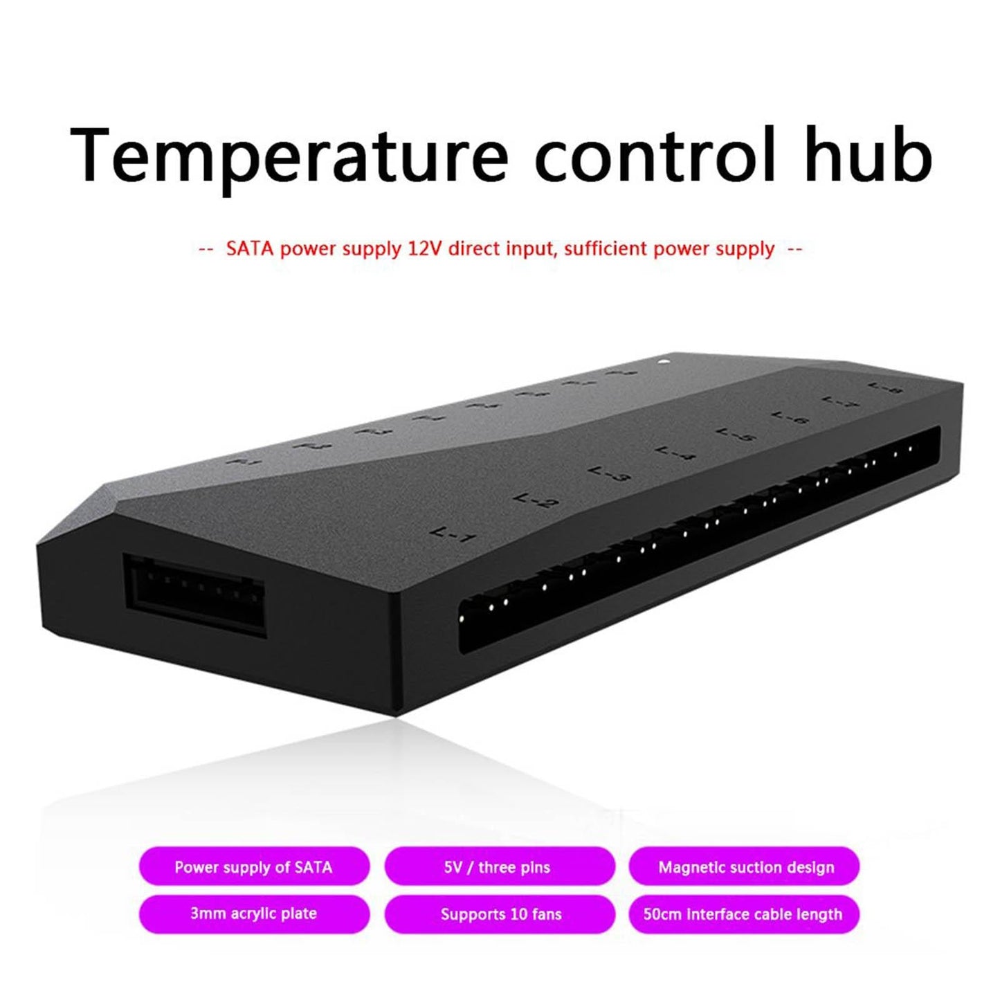 ARGB Hub PWM Fan Controller 5V 3Pin SATA Power Cable Mini for Accessories