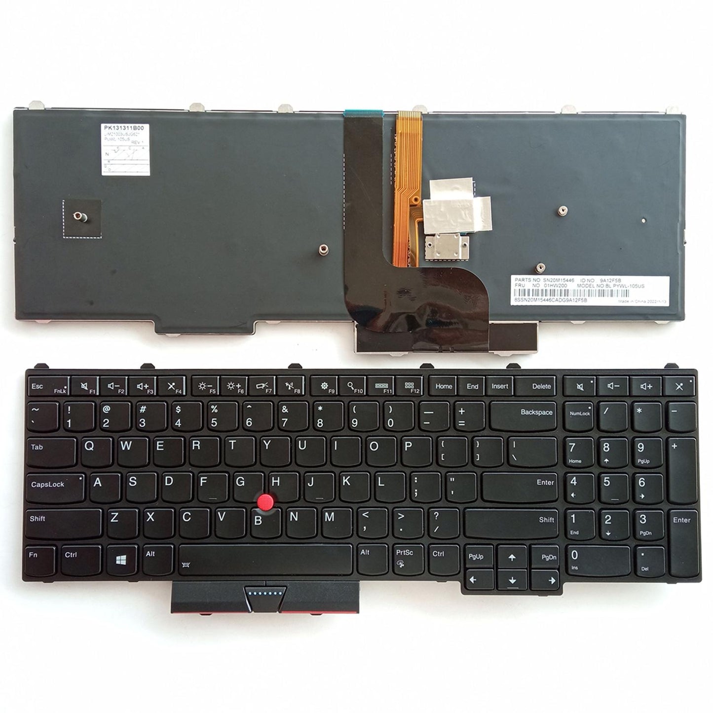 US English Keyboard with Backlit Replacement for ThinkPad P51 P71 No Frame