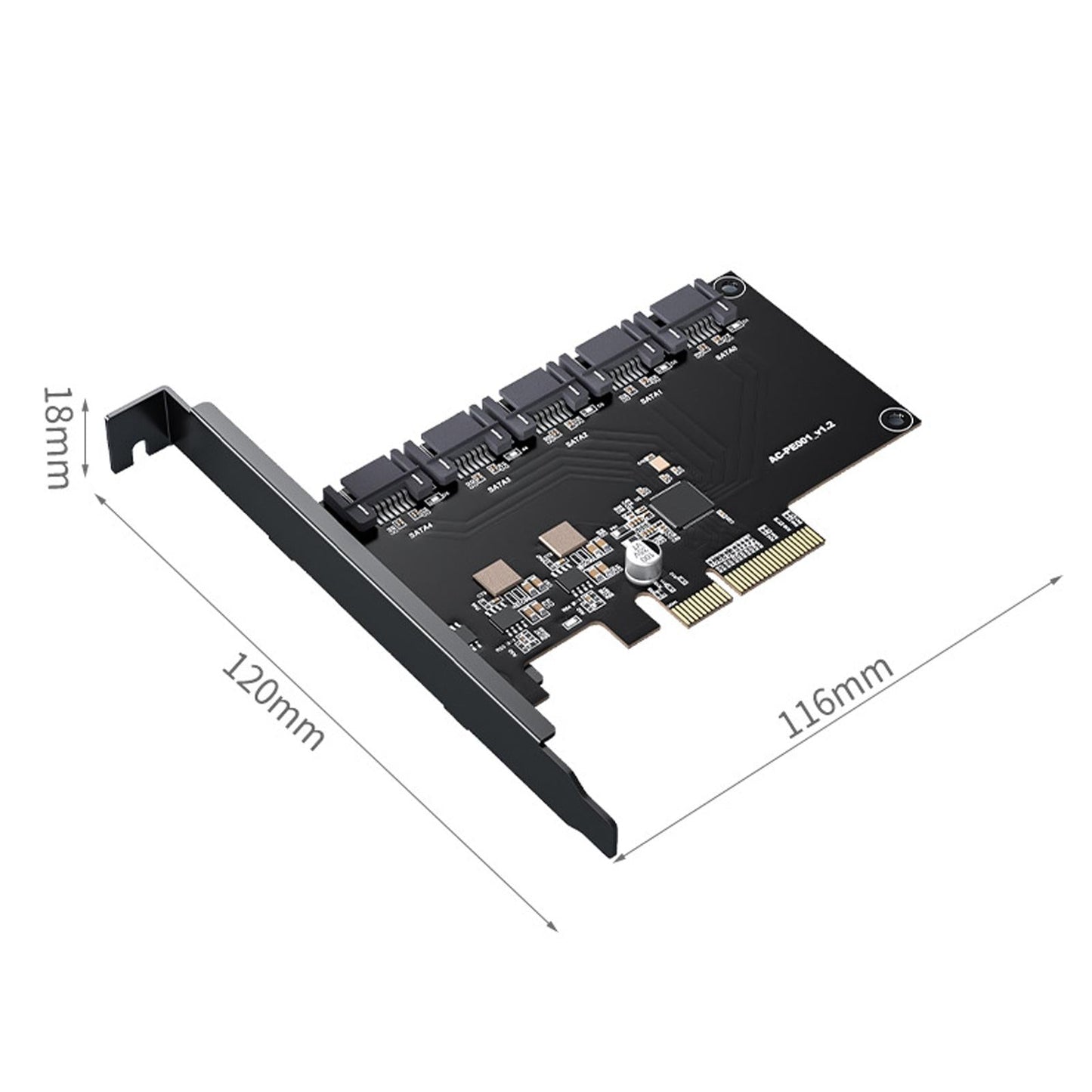 PCI Express to SATA 3.0 Adapter 6Gbps Self Powered for PC Desktop X4 5 Port