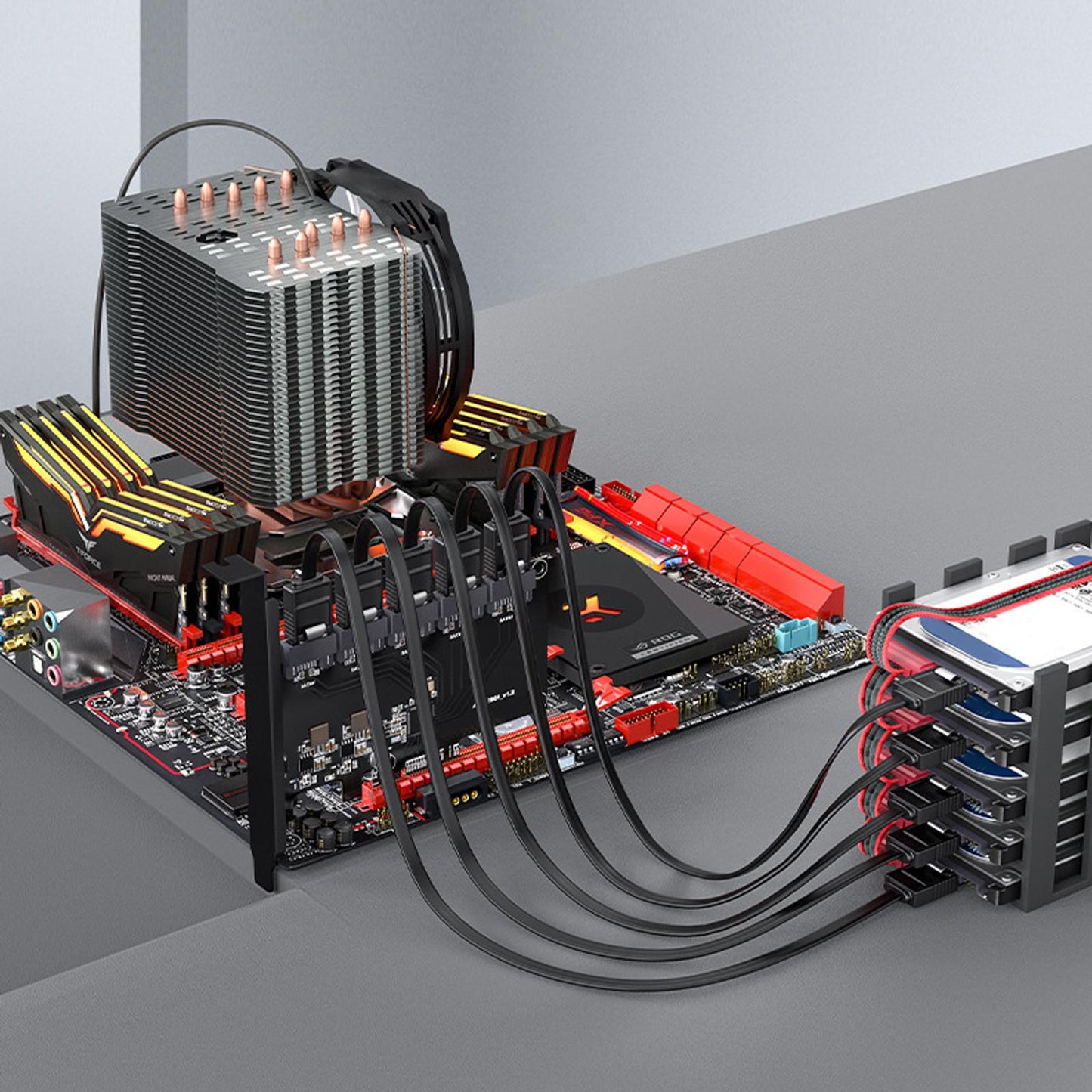 PCI Express to SATA 3.0 Adapter 6Gbps Self Powered for PC Desktop X4 5 Port