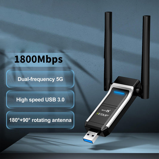 USB WiFi 6 Adapter AX1800 Mbps Dual Band USB 3.0 802.11AX for Laptop Desktop