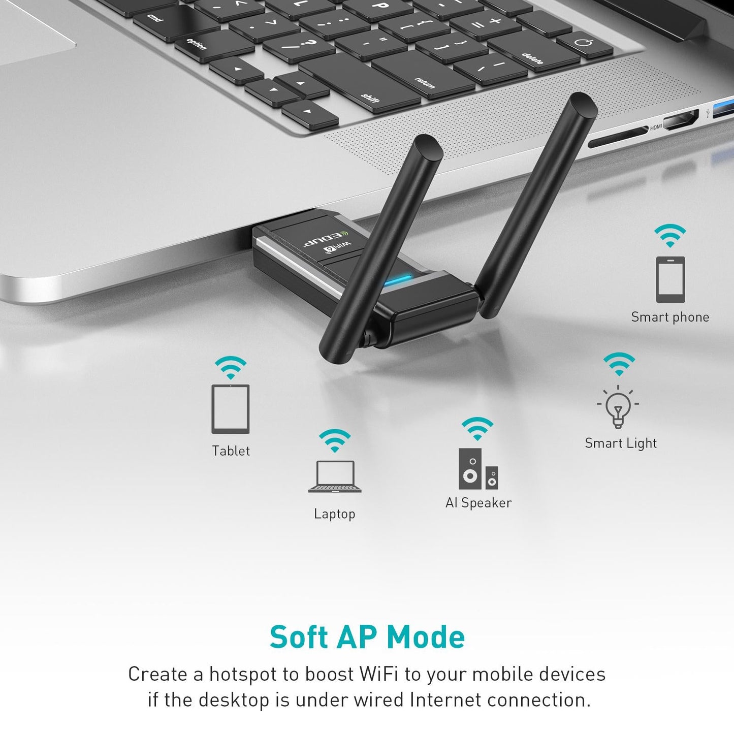 USB WiFi 6 Adapter AX1800 Mbps Dual Band USB 3.0 802.11AX for Laptop Desktop