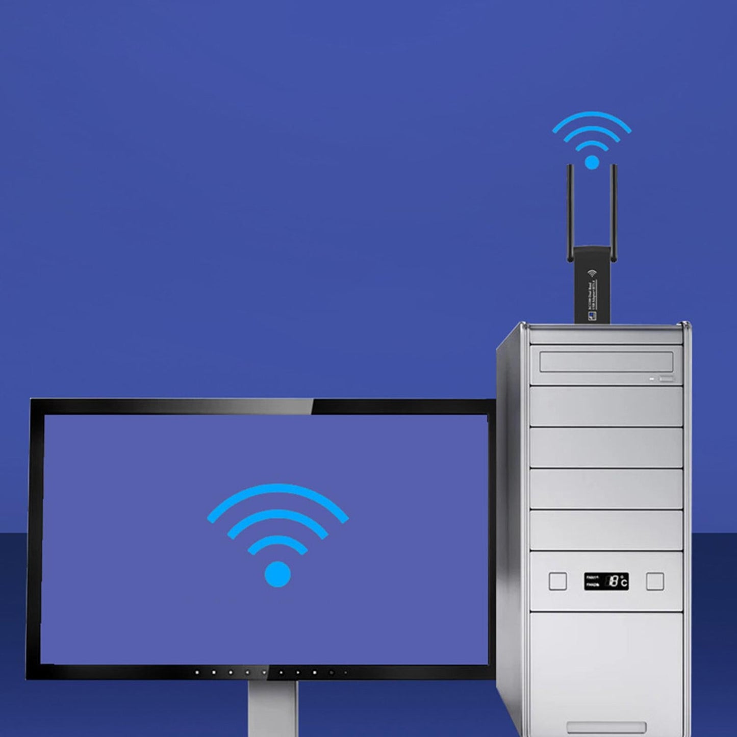 USB WiFi Adapter 1800Mbps Dual Band W/ External Antenna WiFi 6 for PC Laptop