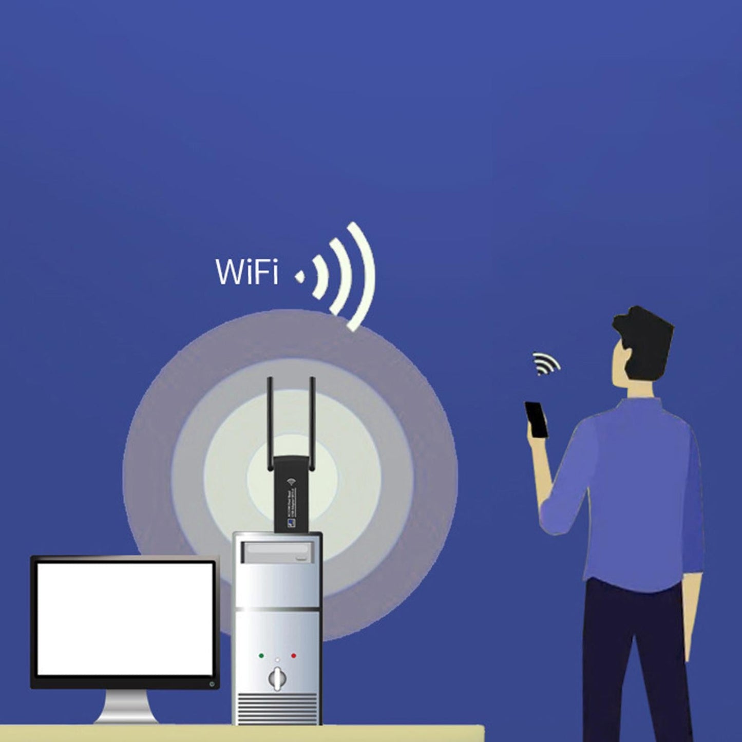 USB WiFi Adapter 1800Mbps Dual Band W/ External Antenna WiFi 6 for PC Laptop