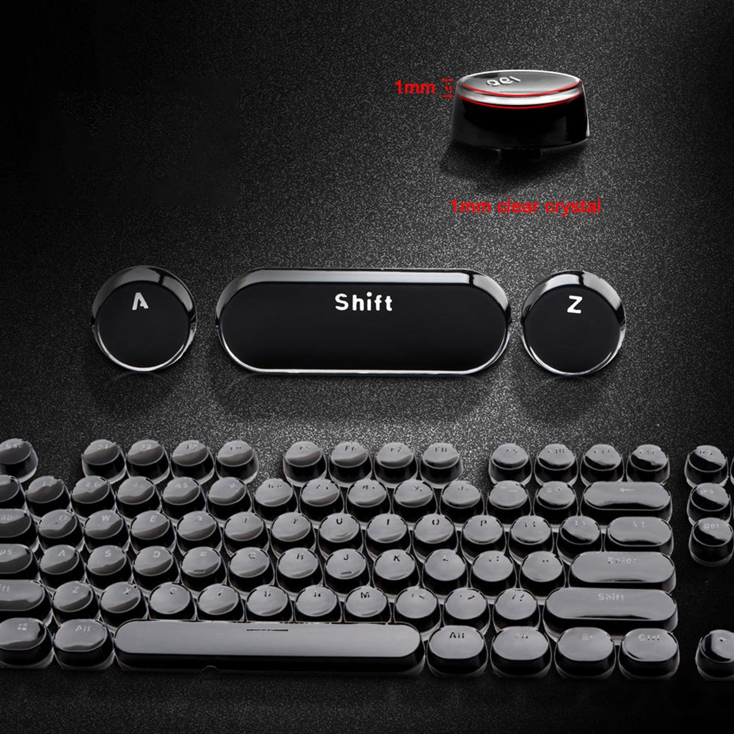 104Pcs Typewriter Keycaps Backlit Round Retro Style for Computer White