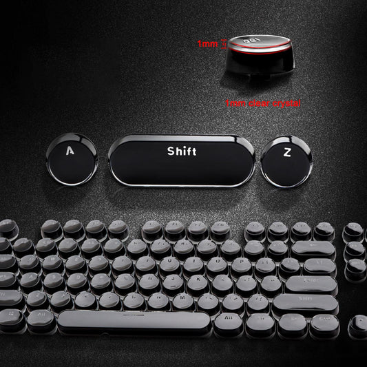 104Pcs Typewriter Keycaps Backlit Round Retro Style for Computer White