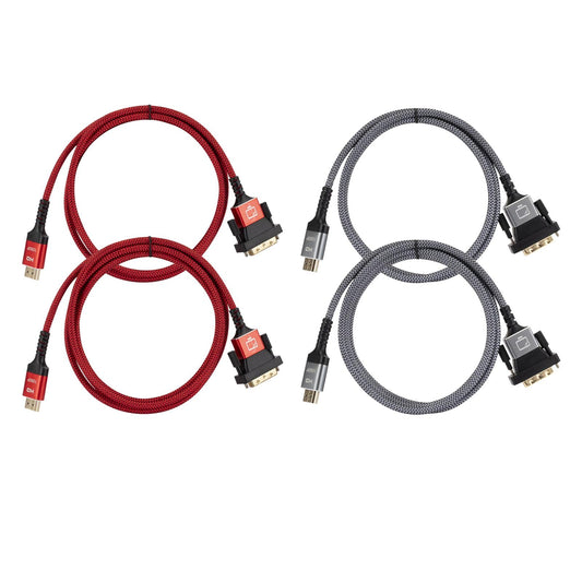 HDMI to DVI Cable DVI Male to HDMI Male Gold Plated for Desktop Display Red 1m