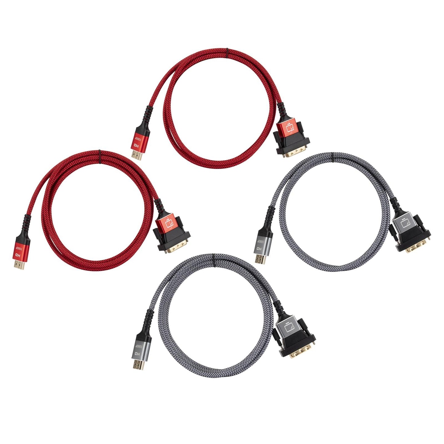 HDMI to DVI Cable DVI Male to HDMI Male Gold Plated for Desktop Display Red 1m