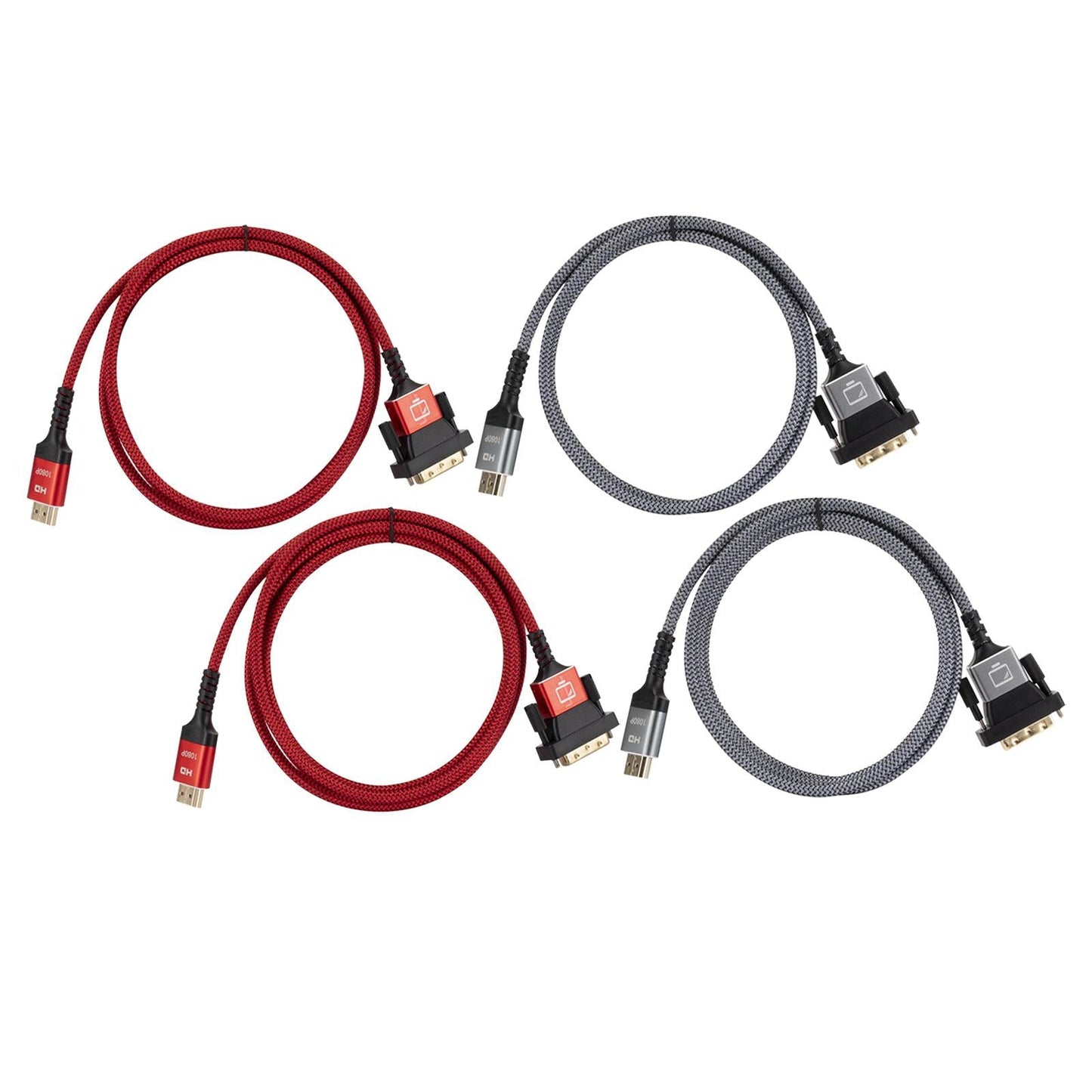 HDMI to DVI Cable DVI Male to HDMI Male Gold Plated for Desktop Display Red 1m