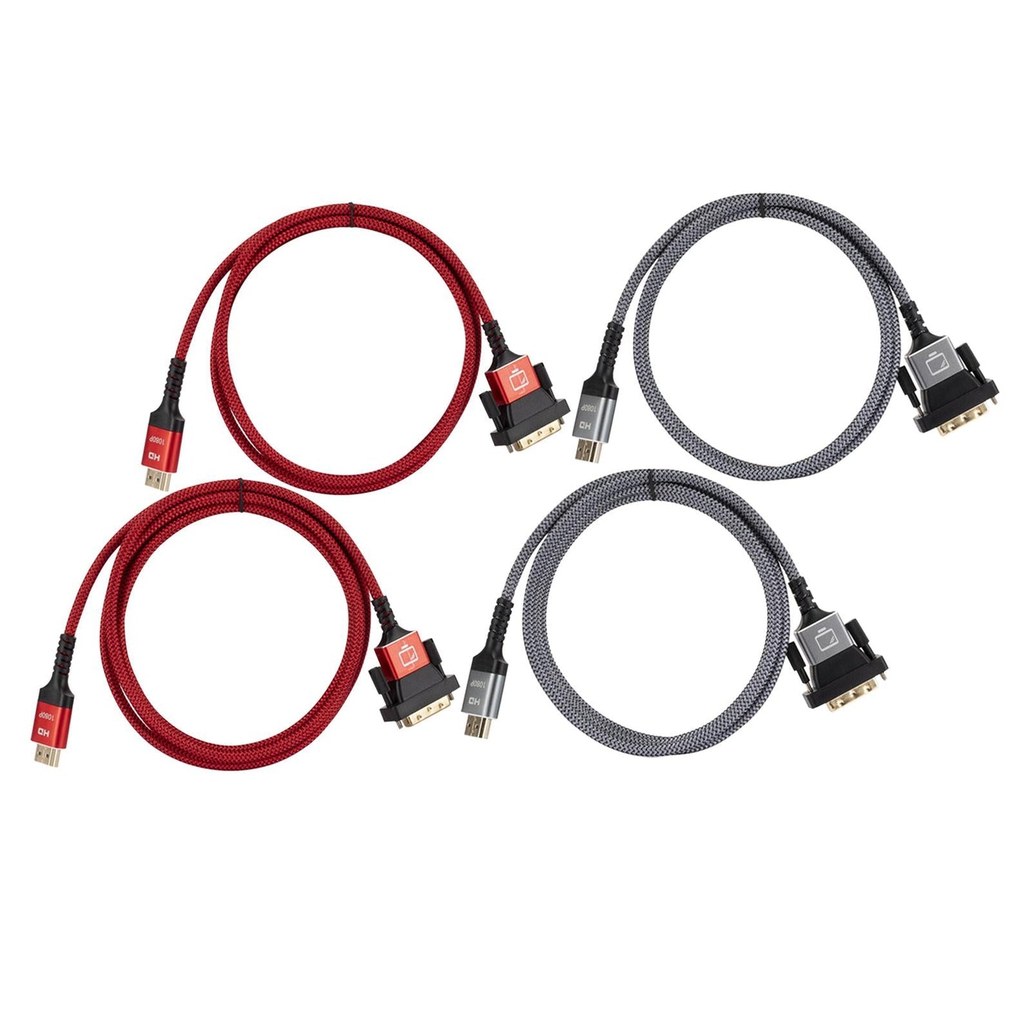 HDMI to DVI Cable DVI Male to HDMI Male Gold Plated for Desktop Display Red 1m